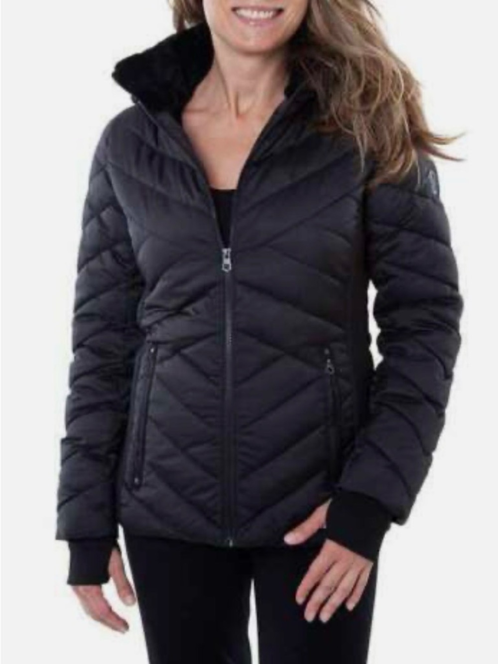 Nautica Black Quilted Puffer Jacket Large